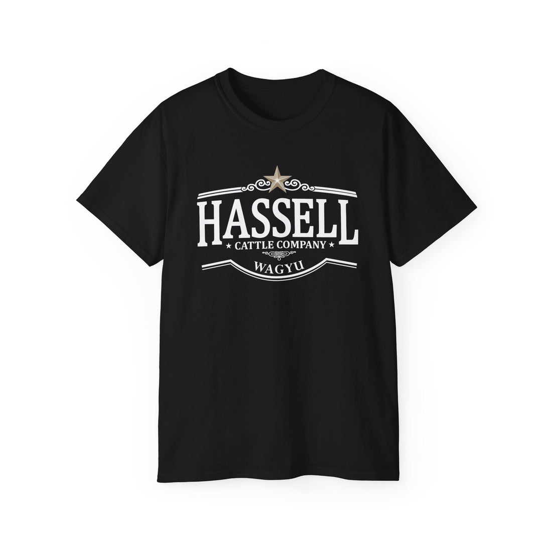 Hassell Cattle Company Gildan Logo Shirt – a comfortable and stylish shirt featuring the Hassell Cattle logo, available in multiple colors.