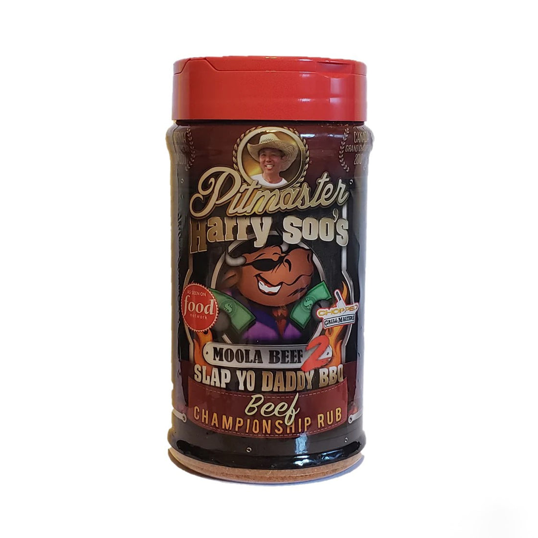 Slap Yo Daddy Moola Beef V2.0 Rub bottle, featuring bold branding and a seasoning blend crafted for enhancing beef flavor.