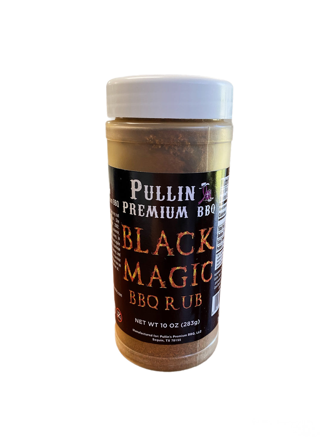 Pullin Premium BBQ Rub, a flavorful blend of spices for enhancing your meats with a rich, smoky taste. Available in sassy and black magic flavors, perfect for grilling and smoking.