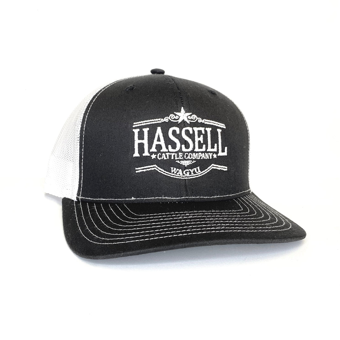 Stylish and durable Hassell Cattle Company Richardson Trucker Hat featuring the brand logo, available in multiple colors for a classic, comfortable fit.