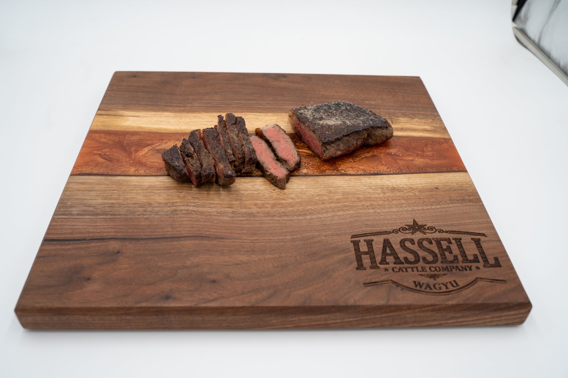 Real Hassell Cattle cooked New York Strip photo.