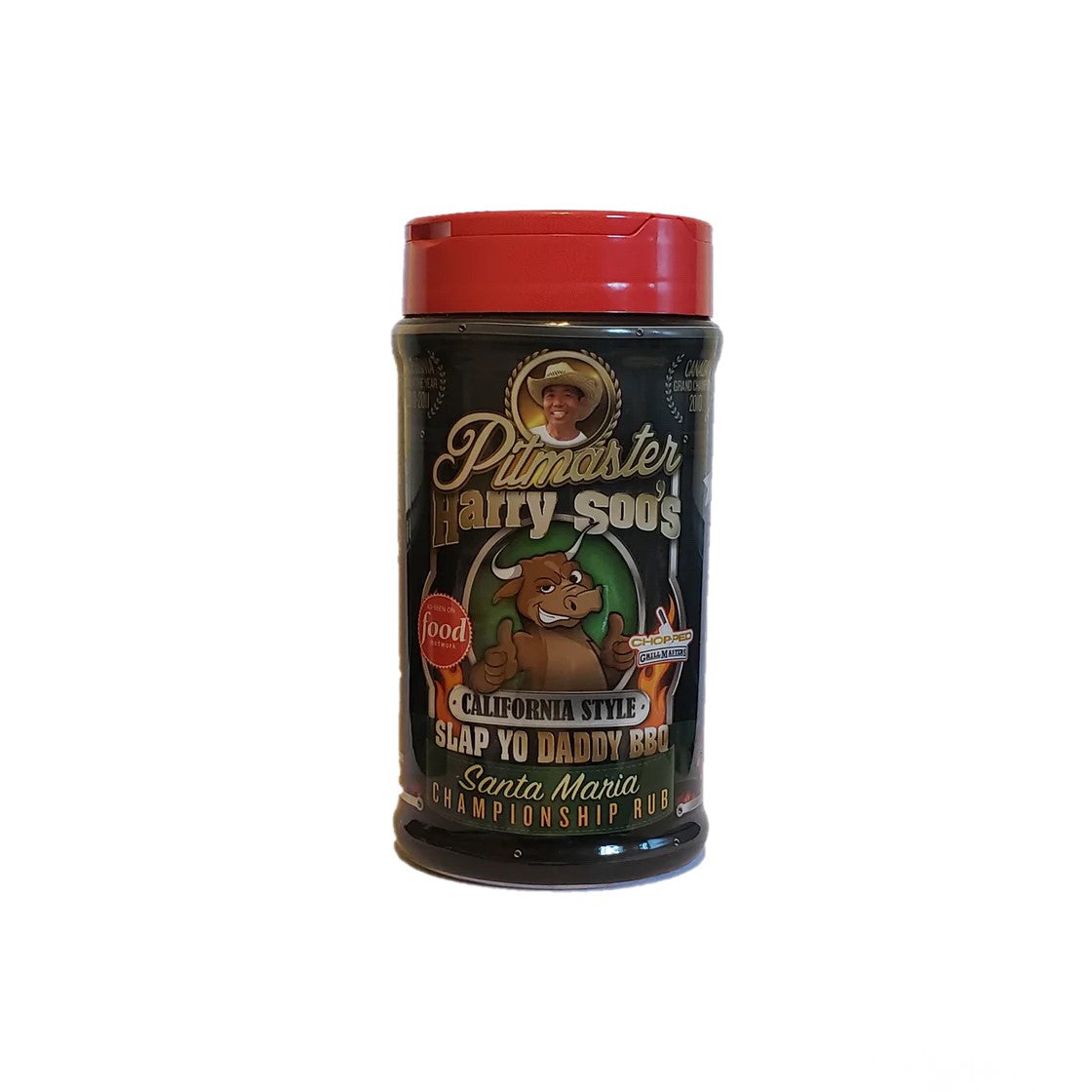 A bottle of Slap Yo Daddy California Style Santa Maria (SPG) Rub, perfect for seasoning meats with a savory blend of salt, pepper, and garlic for that classic BBQ flavor.