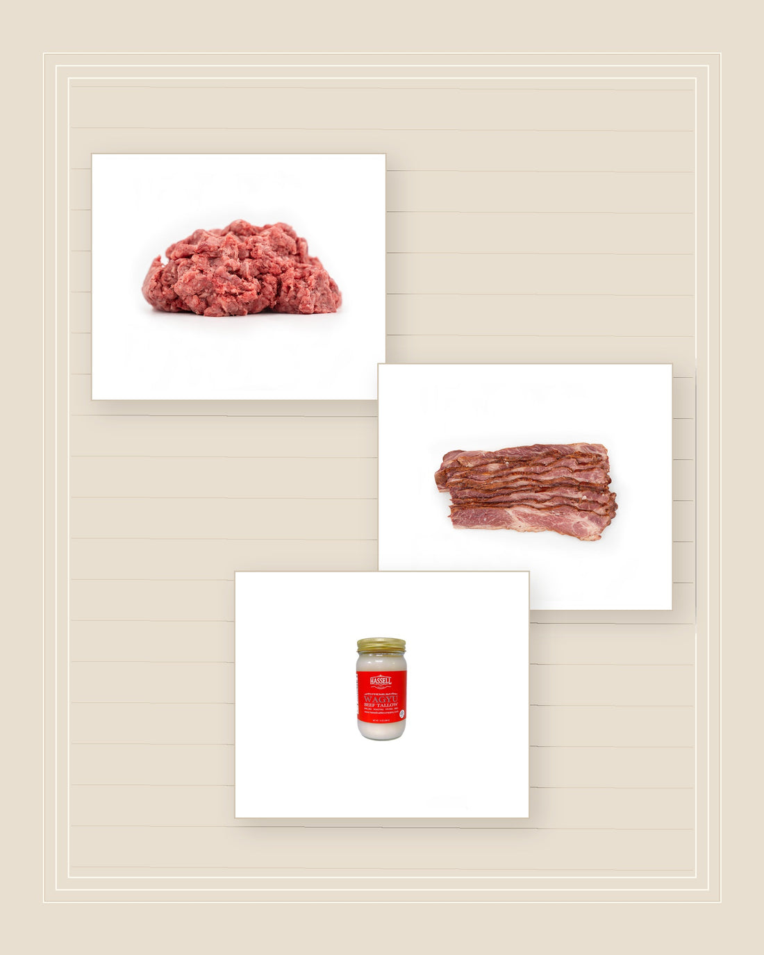 Ground Wagyu with Wagyu beef bacon and Wagyu tallow for the Burger Finish Pack