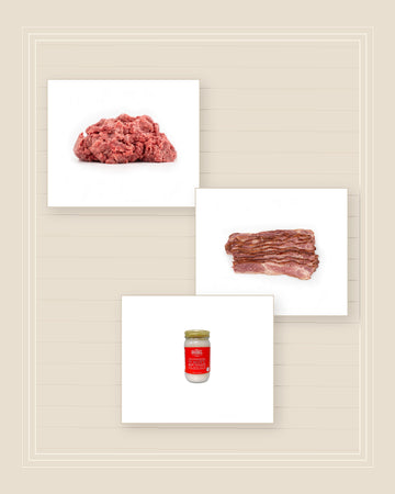 Ground Wagyu with Wagyu beef bacon and Wagyu tallow for the Burger Finish Pack