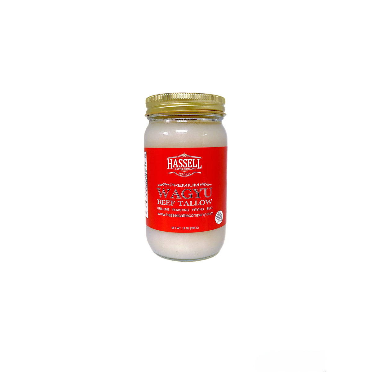 Premium Wagyu tallow from Hassell Cattle Company, available in 14oz jars, 1.5lb tubs, and 37lb buckets, perfect for cooking, frying, or adding rich flavor to your dishes.