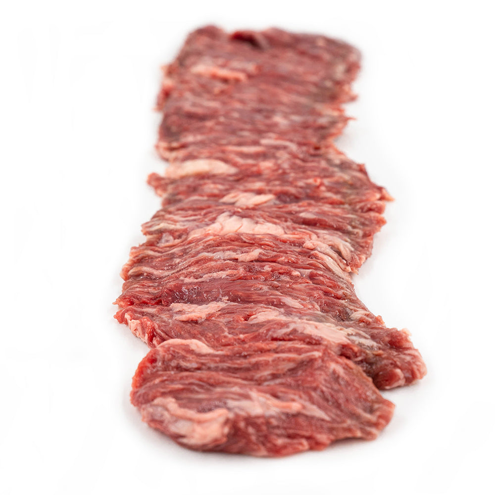 Tender and flavorful skirt steak, perfect for grilling or sautéing, offering a rich taste and satisfying texture.