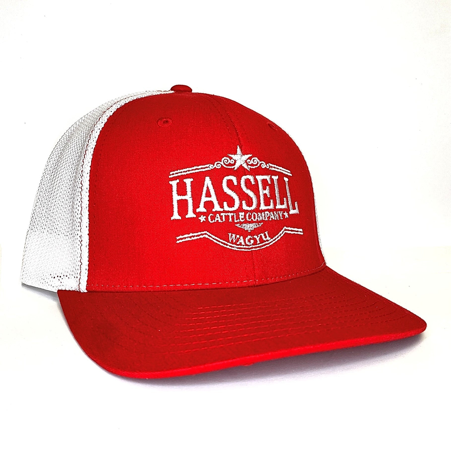 Stylish and durable Hassell Cattle Company Richardson Trucker Hat featuring the brand logo, available in multiple colors for a classic, comfortable fit.