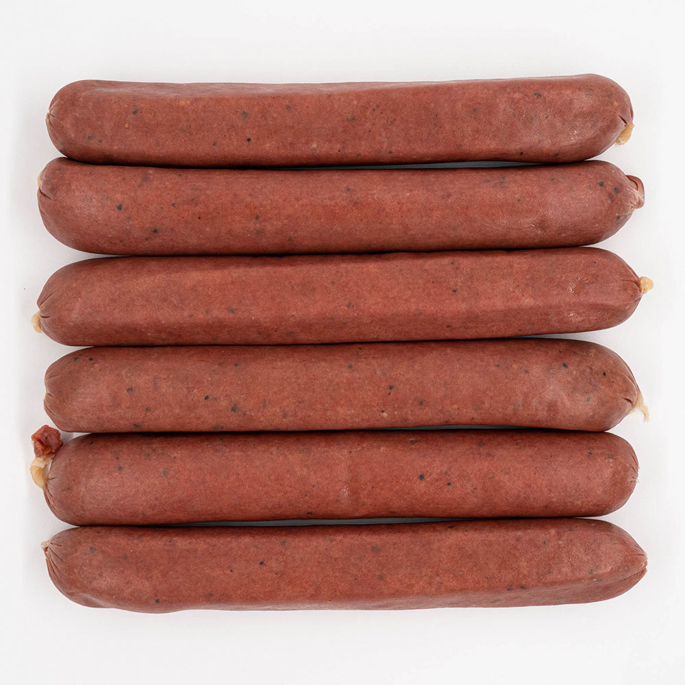 Hassell Cattle Company Hot Dog Franks, flavorful and juicy, perfect for grilling and enjoying at your next BBQ.